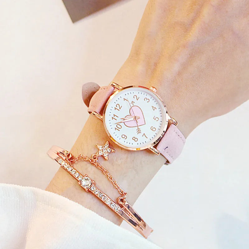 New Cute Heart-shaped Dial Watch  Fashion
