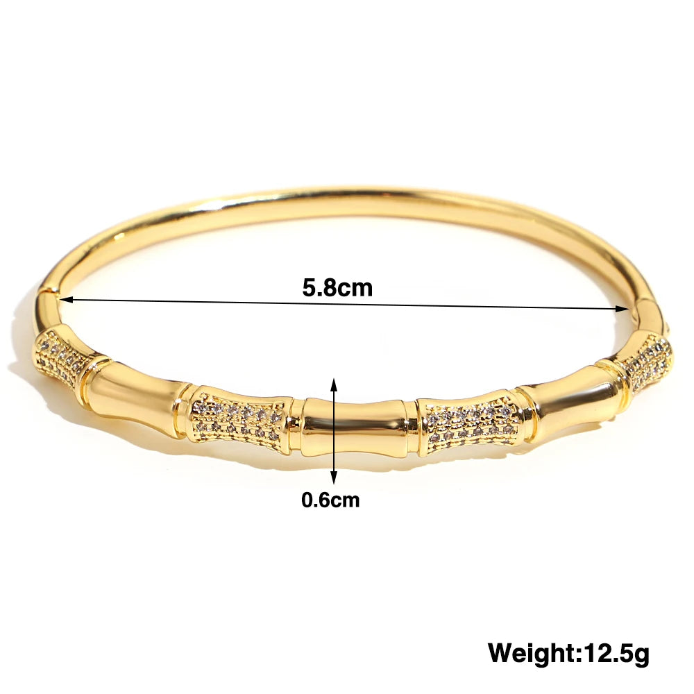 Greatera Trendy Gold Plated 316L Stainless Steel Bangles Bracelets for Women Delicate Cubic Zirconia Bracelet Party Jewelry 2024