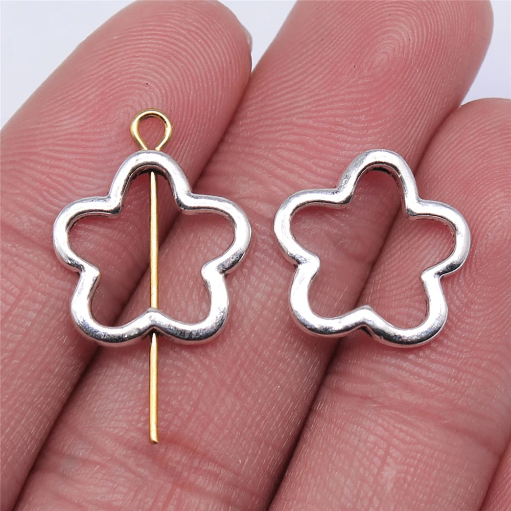20pcs 16x16mm Flower Charms Small Holes Flower Charm Bead Hollow Flower