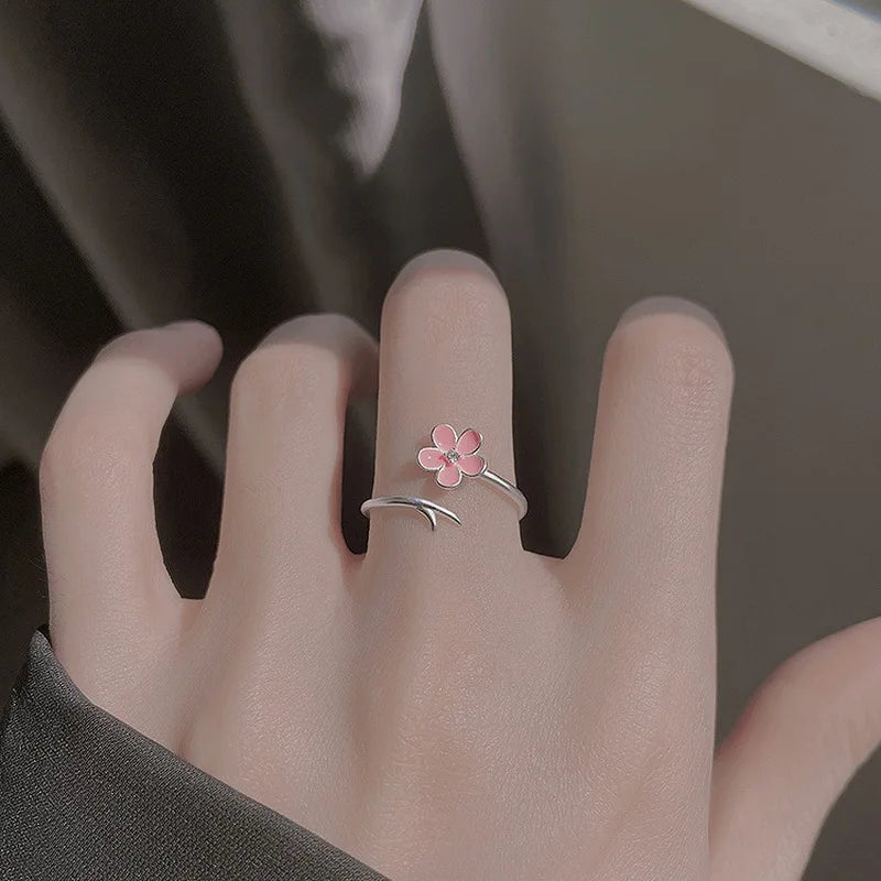 Luxury Zircon Flower Opening Rings for Women