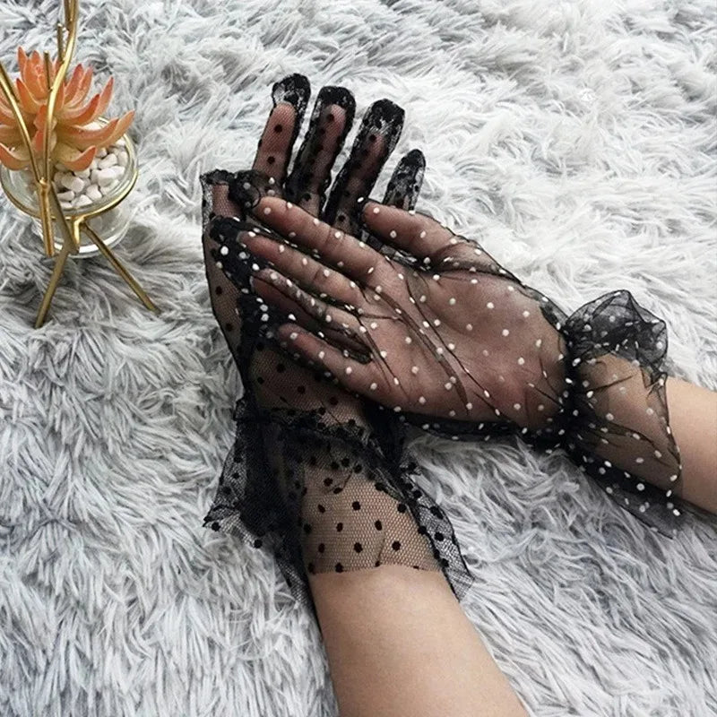1pc Sexy Transparentes Dot Print Black White Mesh Tulle