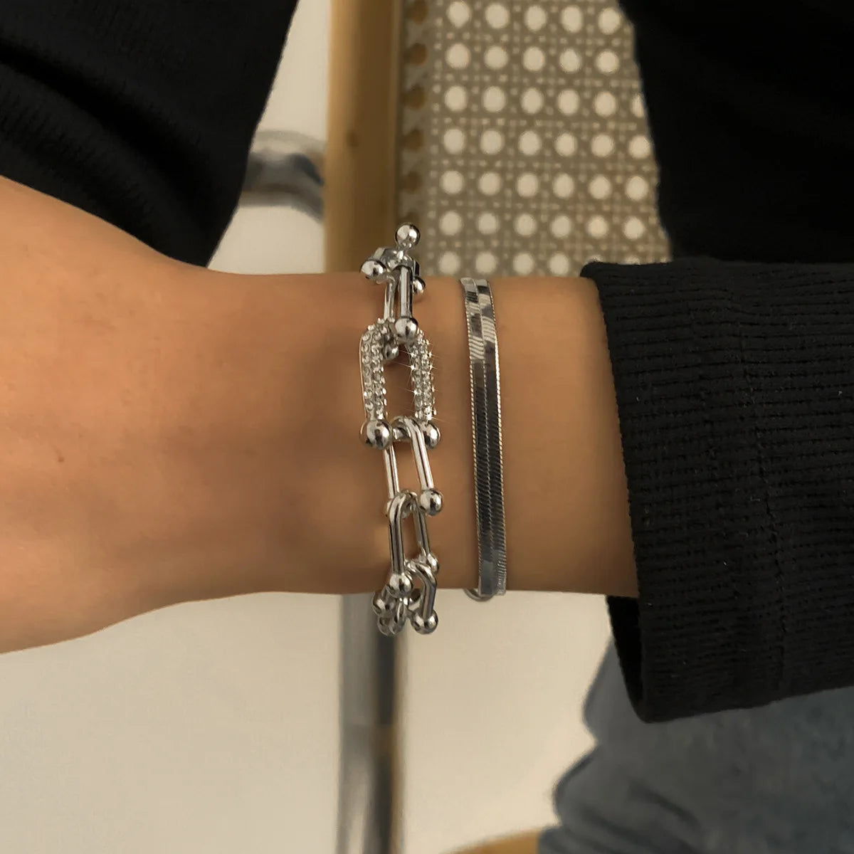 2Pcs/Set Fashion Statement Trendy Bracelet Stacking