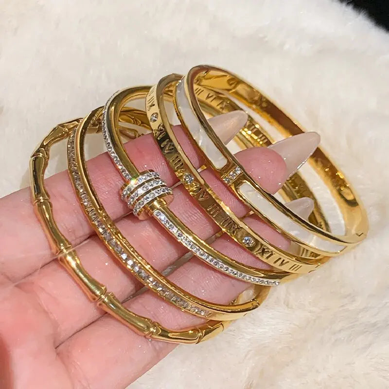 1pc Titanium Steel Gold Bracelet,