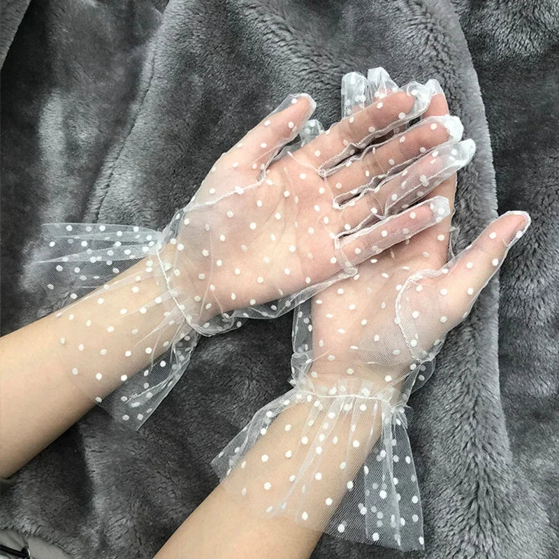 1pc Sexy Transparentes Dot Print Black White Mesh Tulle